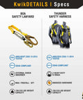 BOA Fall Protection Kit With 3D Full Body Harness, 6 Ft Lanyard With External Shock Absorber, Plus Tool Lanyard And Anchor, ANSI OSHA PPE