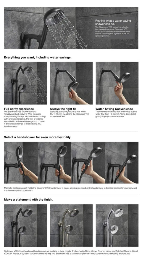 Statement Hand Shower Hose 60-Inch With Swivel Base Durable Flexible Shower Accessory in use, demonstrating water flow and flexibility.