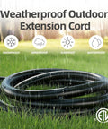 100 Foot Outdoor Extension Cord Weatherproof 3 Prong Power Cable For Home And Garden 16 AWG 13A 1625W ETL Listed