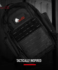Military Inspired Tactical Diaper Backpack For Dads With 24L Capacity Water Resistant 600D Polyester shown in black.