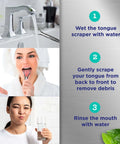 Woman using Two Pack Stainless Steel Tongue Scraper For Adults With Travel Case No Fuss 420 Medical Grade Tongue Cleaner