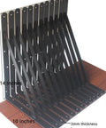 16 Pack Beefy Heavy Duty L Shaped Shelf Brackets 14 Inch Deep, 10 Inch High Black Metal Shelf Support With Screws