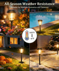 Solar Pathway Lights Outdoor Warm White 10 Or 25 Lumens Glass Solar Lights for Yard, patio in all seasons, spring to winter.
