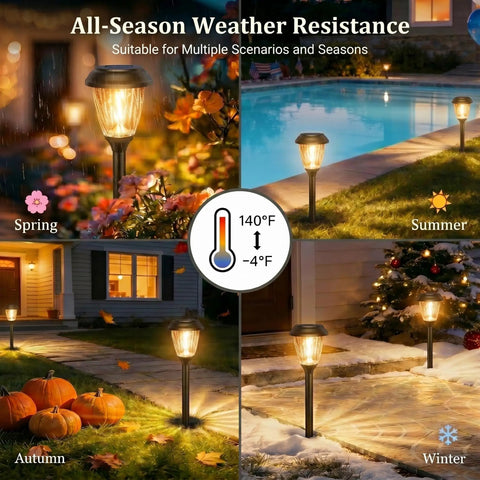 Solar Pathway Lights Outdoor Warm White 10 Or 25 Lumens Glass Solar Lights for Yard, patio in all seasons, spring to winter.