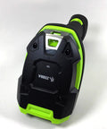Heavy Duty Corded 1D Barcode Scanner With USB Cable Built Like A Tank For Warehouse Logistics Standard Range Linear Imager In Industrial Green showing durable casing.