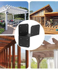 Roof Joint Connector Set For Pergola And Gazebo, 4 Steel Brackets And Post Connectors, Gazebo Frame Support For Backyard Outdoor DIY Projects