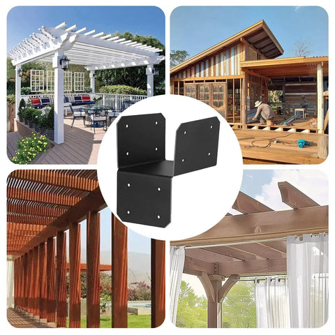 Roof Joint Connector Set For Pergola And Gazebo, 4 Steel Brackets And Post Connectors, Gazebo Frame Support For Backyard Outdoor DIY Projects