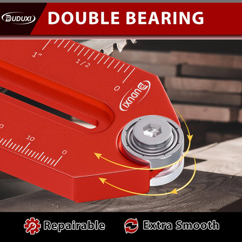 Must-Have Thin Rip Jig For Table Saw And Router Table, featuring precise measurement scale and double bearing design
