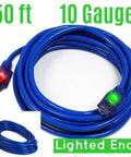 Heavy Duty 50 Foot 10 Gauge Indoor Outdoor Extension Cord With Lighted Ends 125 Volt 15 Amp 1875 Watt UL Listed water resistant cord