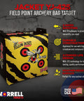 Yellow Jacket Archery Target Bag Portable With Dual Sides And Ten Bullseyes featuring logo and features list