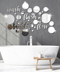 30 Piece Bathroom Wall Decals Set With 3D Round Mirror Stickers Self Adhesive DIY Acrylic Mirror Decor For Home And Bedroom Silver Finish