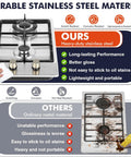 Comparison of Portable Dual Fuel 2 Burner Gas Stove Cooktop 12 Inch Stainless Steel LPG NG Convertible with regular stove.