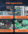 "Wide applications of Handy Digital Multimeter With Auto Ranging And Smart Mode 6000 Count TRMS for repair and testing."