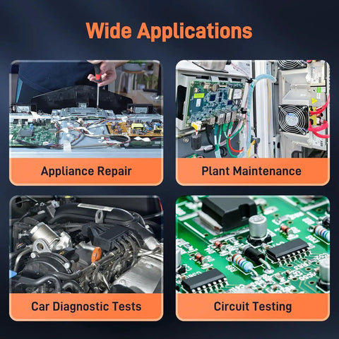 "Wide applications of Handy Digital Multimeter With Auto Ranging And Smart Mode 6000 Count TRMS for repair and testing."