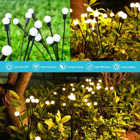 Solar Firefly Lights for Outdoor Decor 6 Pack Real Firefly Look Waterproof Swaying Garden Lights in garden bushes at night