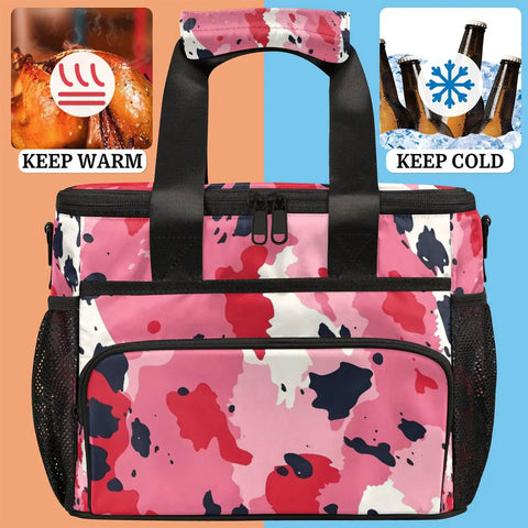 Spacious Insulated Picnic Backpack Cooler For Outdoor Fans And Busy Humans, 12x9x10 Inch Tote Style with colorful design and shoulder straps.