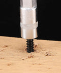 Durable One Quarter Inch By Two Inch Lag Screws Set Twenty Pieces Hex Head Wood Bolts Black Oxide Made From 304 Stainless Steel Eighteen Eight Grade With Partial Thread For Solid Fastenings Ideal For Decks Fences Sheds And Outdoor Wood Projects SG TZH being installed in wood