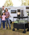 3 In 1 Collapsible Wagon With Canopy, All Terrain Wheels, 230L Capacity, 220 Lbs Load, Removable Shade Canopy, Foldable Utility Cart With RV