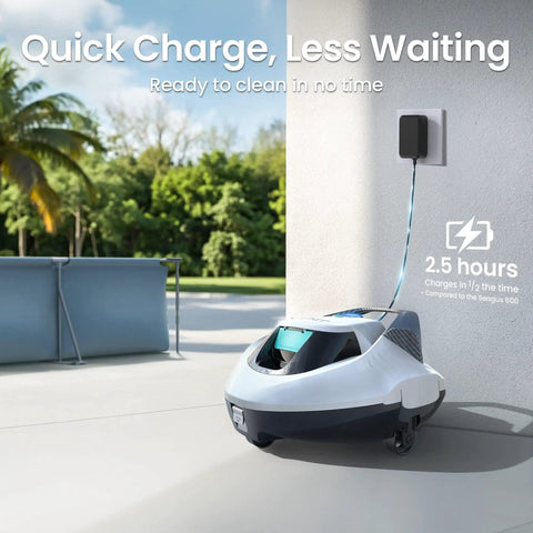 Seagull SE Cordless Robotic Pool Cleaner For Above Ground Pools With LED Indicator 100 Minute Runtime Self Parking Deep Cleaning