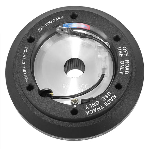 Dope Quick Release Short Hub Steering Wheel Adapter With 6X70mm Bolt Pattern And Clean Black Finish For Honda Civic Acura Integra top view.