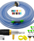 Adjustable Long Range Downstream Injection Nozzle Kit For Pressure Washers, includes hose, connectors, and spray tips.