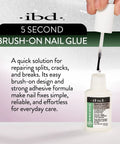 5 Second Brush On Nail Glue That Dries In A Snap For Press On Nails And Acrylics label and brush applicator visible