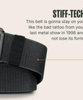 Close-up of Patriotic Flag Belt With Magnetic Buckle Black On Black Stretch Nylon Tactical Belt For Men showcasing buckle detail