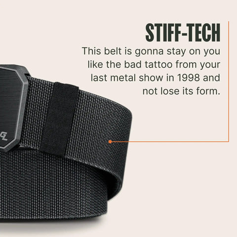 Close-up of Patriotic Flag Belt With Magnetic Buckle Black On Black Stretch Nylon Tactical Belt For Men showcasing buckle detail