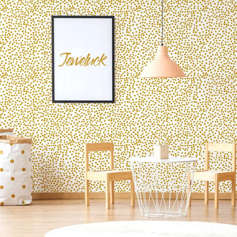 Yellow Polka Dot Peel And Stick Wallpaper For Walls Dope Home Decor 17.7 By 393.7 Inches Vinyl Self Adhesive Contact Paper