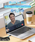 8MP USB Camera Module With Microphone Autofocus For PC And Laptop Plug And Play 4K Ready Lightburn Compatible shown with laptop