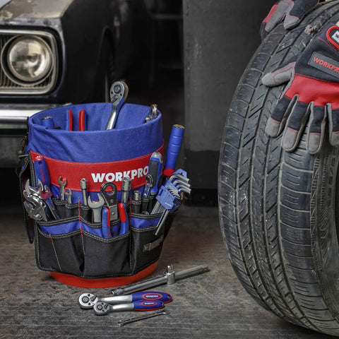 Bucket Tool Organizer With 51 Pockets Fits Three Point Five To Five Gallon Buckets Waterproof Tear Proof 600D Polyester