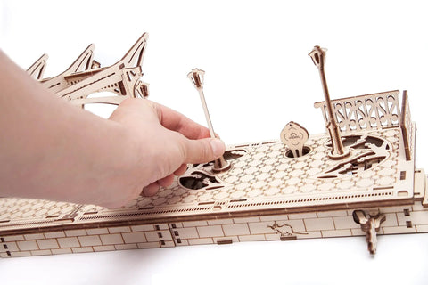Railway Platform Self Propelled Modular Mechanical Model 3D Wooden Puzzle For Self Assembly Without Glue Brainteaser For Kids Teens And Adults Great Fam Fun And Mind Teaser, hand assembling wooden platform