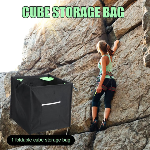 Throw Line Cube Bag For Arborist And Tree Work, Heavy Duty Canvas Rope Organizer Box near rock climber