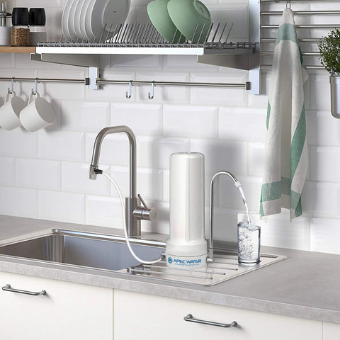 Countertop Drinking Water Filter System For City Water, Lightweight Portable Unit, Model CT1000 on kitchen counter