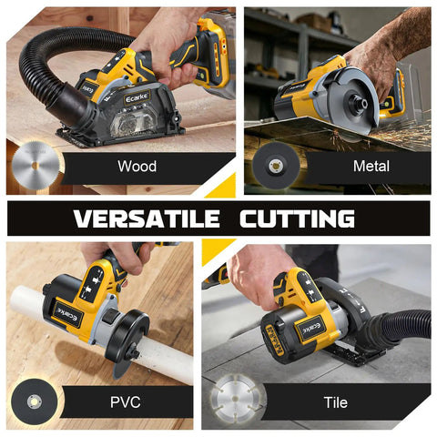 Cordless Cut Off Tool Kit For Wood Metal Plastic Tile Stone 20V Battery Compatible 3 Inch Circular Saw versatile cutting