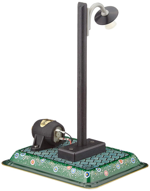 Model of urban street lamp with black post on decorative base