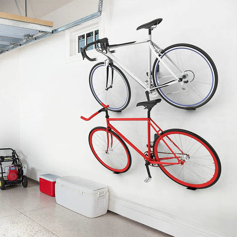 Two Pack Bike Pedal Hanger Wall Mount, Heavy Duty Horizontal Bike Rack For Garage Wall holding two bikes