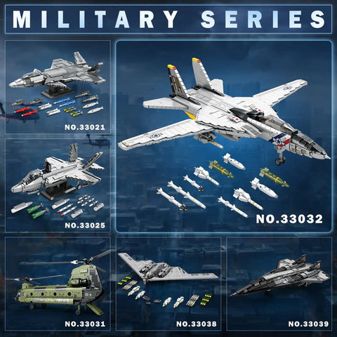 F-14 Fighter Jet Building Set With Movable Wings, Realistic Military Plane Model Kit For Adults in a military series display
