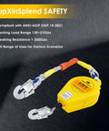 Heavy Duty Self Retracting Fall Arrestor With Solid 17 Foot SRL Rope And Double Locking Steel Housing for safety.