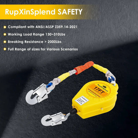 Heavy Duty Self Retracting Fall Arrestor With Solid 17 Foot SRL Rope And Double Locking Steel Housing for safety.