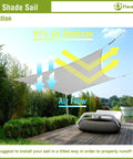Image of a 16 By 16 Foot Rectangular Waterproof Sun Shade Sail For Outdoor Patio And Backyard UV Blocking Canopy In Light Grey