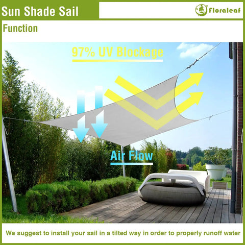 Image of a 16 By 16 Foot Rectangular Waterproof Sun Shade Sail For Outdoor Patio And Backyard UV Blocking Canopy In Light Grey
