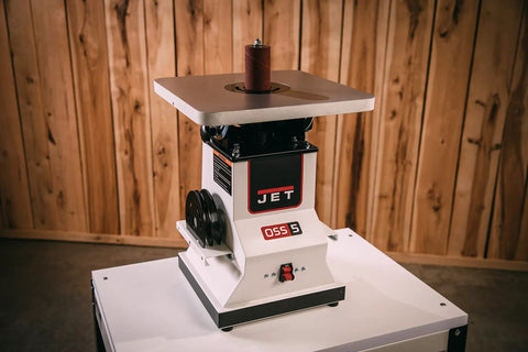 Benchtop Oscillating Spindle Sander With One Half Horsepower 115 Volt Single Phase Precision Ball Bearing Model JBOS5 on a table