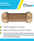 1 x 1 Inch Slip Coupling Push To Connect Brass Plumbing Fitting For Easy No Fuss Leak Repair Full Flow Performance