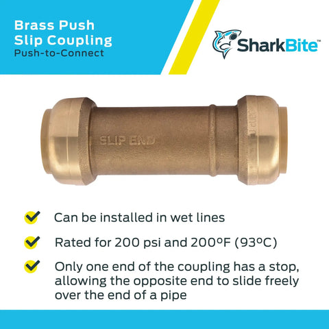 1 x 1 Inch Slip Coupling Push To Connect Brass Plumbing Fitting For Easy No Fuss Leak Repair Full Flow Performance