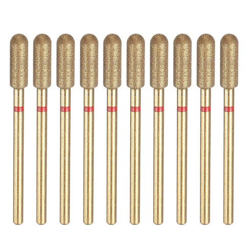 Ten Piece 200 To 230 Grit Diamond Grinding Bits Set With Four Millimeter Cylindrical Ball Head And Two Point Three Five Millimeter Shank