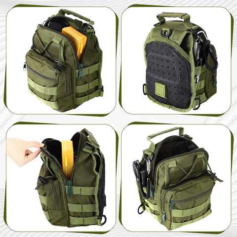 All In One Fishing Backpack Kit with Pliers Hook Remover Weighing Scale Fish Gripper Separator Lanyard Sheath Built Tough Army Green