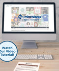 Computer screen showing PrintWorks fabric transfers tutorial for Water Soluble Embroidery Paper 8.5 By 11 Printable Transfer Sheets.