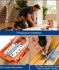 Pro Grade Aluminum Door Hinge Jig Kit For Router Mortise Template in use for precise door hinge installation, DIY home decoration