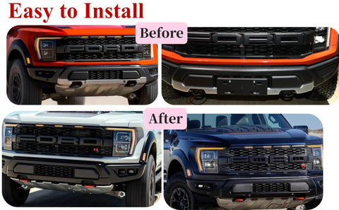 Before and after installation of Ford Tow Hook Cover For F150 2004 2025 Bronco Base Big Bend Outer Banks 2021 2025 And Toyota Tundra 2017 2021.